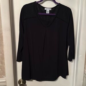 Liz Claiborne Soft Knit Black Top Size XL NWOT